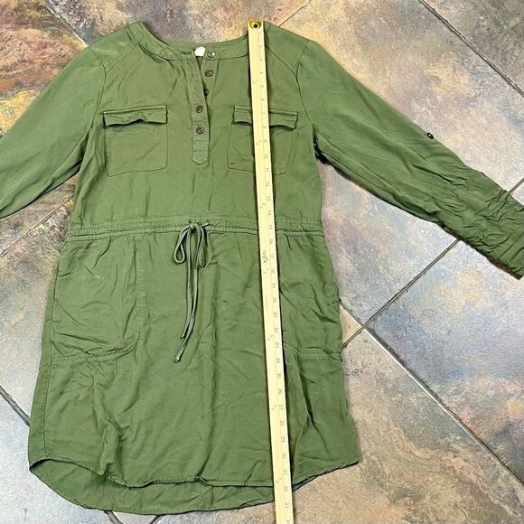 Altar’d State Olive Green Long Sleeve Drawstring Dress Medium - Picture 7 of 13